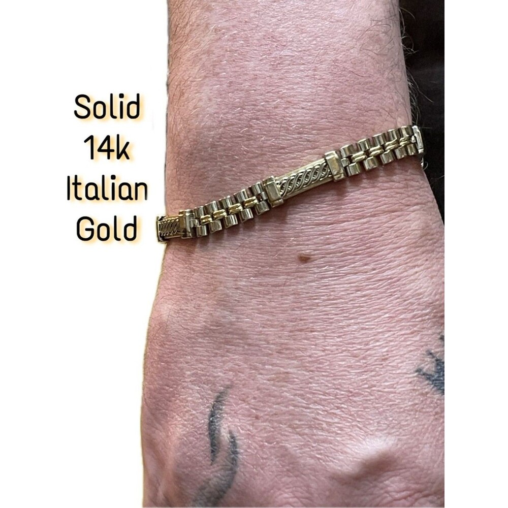 Vintage MCM 23g Solid 14K Italian Gold Artisan Jubilee Link Watch Bracelet Italy